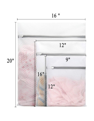 5 Bolsas de Lavandería Malla Panal Muchfun - 1 Grande 40x50cm