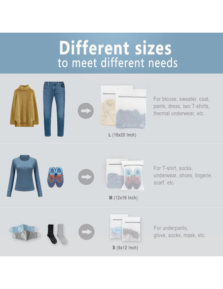 5 Bolsas de Lavandería Malla Panal Muchfun - 1 Grande 40x50cm