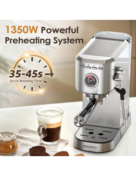 Máquina de Espresso Spacekey CM5080 1350W 20 Bar con Espumador