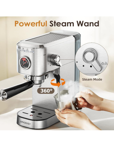 Máquina de Espresso Spacekey CM5080 1350W 20 Bar con Espumador