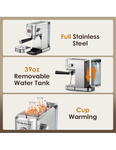 Máquina de Espresso Spacekey CM5080 1350W 20 Bar con Espumador