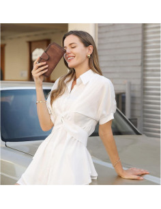 Cartera de Mujer CLUCI Trifold Cuero Bloqueo RFID Marrón 2