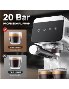 Máquina de Espresso AMZCHEF AZ-EM1501-SV 1.2L Acero Inoxidable 2