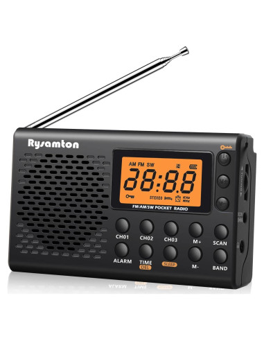 Radio portátil AM/FM/SW Rysamton YK-M03, despertador y temporizador