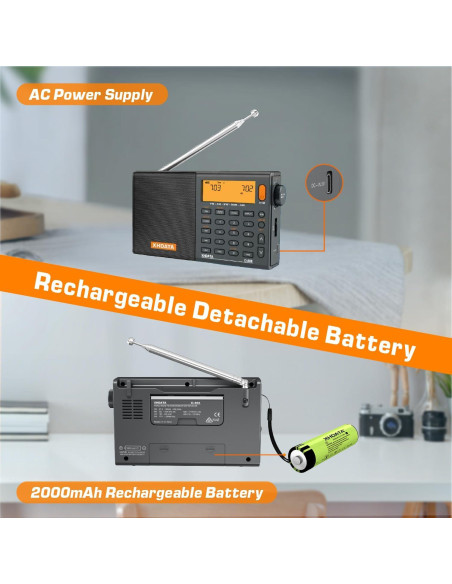 Radio Portátil Multibanda XHDATA D808 Gris AM FM SW LW