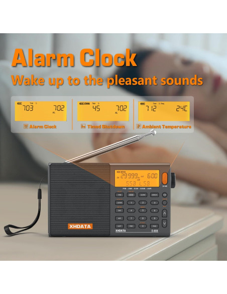 Radio Portátil Multibanda XHDATA D808 Gris AM FM SW LW