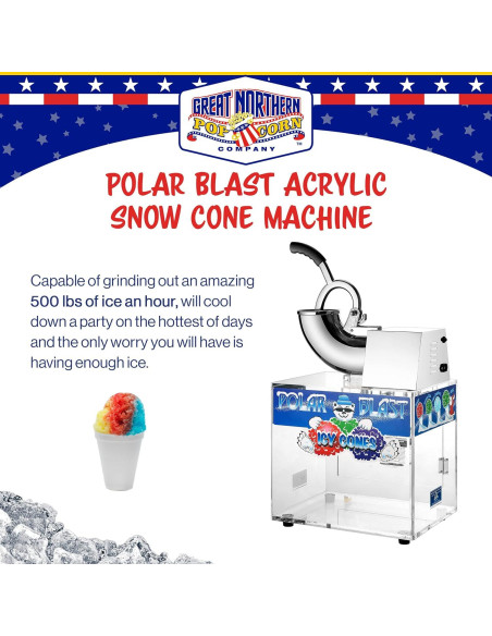 Máquina de Nieve Great Northern Polar Blast 227 kg/h Acrílico