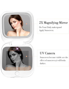 Espejo UV HiPai Doble Cara 1x/2x con Luz LED y Batería 2