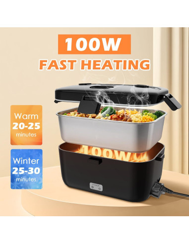 Lonchera Eléctrica COZYEXPERT 1.8L 100W Portátil Negro