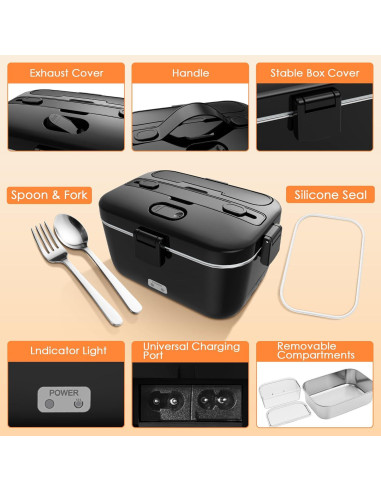 Lonchera Eléctrica COZYEXPERT 1.8L 100W Portátil Negro