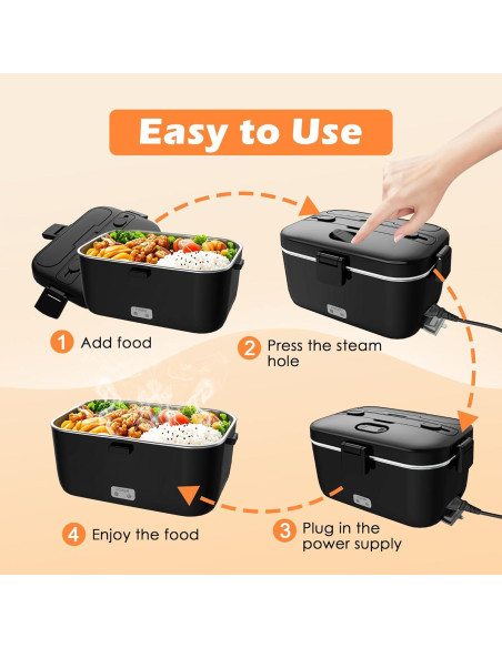 Lonchera Eléctrica COZYEXPERT 1.8L 100W Portátil Negro