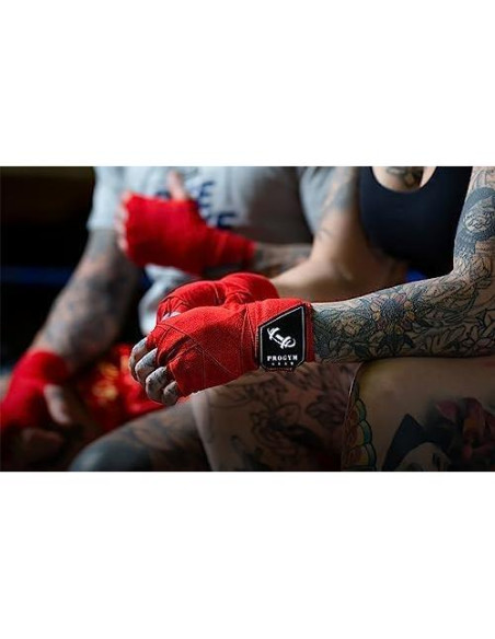 Vendajes de Mano de Boxeo ProGym Gear 4.5m Rojo Elástico