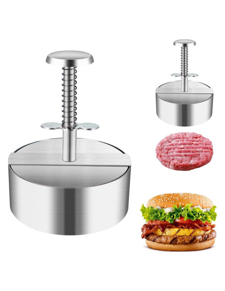 Prensa de Hamburguesas Acero Inoxidable Ajustable 390g