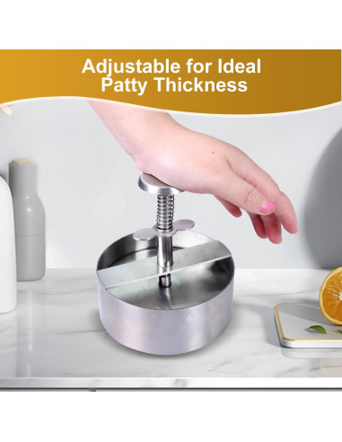 Prensa de Hamburguesas Acero Inoxidable Ajustable 390g