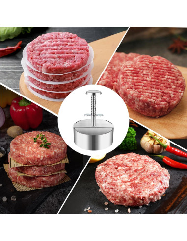 Prensa de Hamburguesas Acero Inoxidable Ajustable 390g