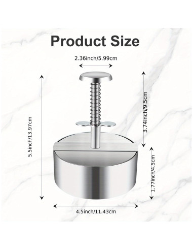 Prensa de Hamburguesas Acero Inoxidable Ajustable 390g