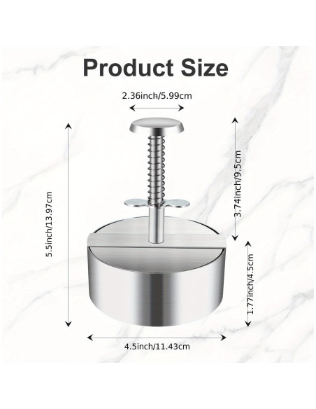 Prensa de Hamburguesas Acero Inoxidable Ajustable 390g