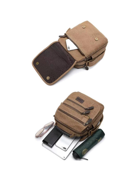 Bolso de hombro SUNSOMEN vintage de lona 23.8x7.6x26.9cm Bolso de hombro SUNSOMEN vintage de lona 23.8x7.6x26.9cm