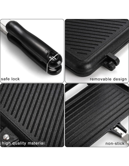 SOUJOY Sartén Grill Panini Antiadherente 23.9x14cm para Sándwiches SOUJOY Sartén Grill Panini Antiadherente 23.9x14cm para Sándwiches