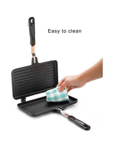 SOUJOY Sartén Grill Panini Antiadherente 23.9x14cm para Sándwiches