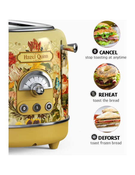 Tostadora Retro Hazel Quinn 2 Rebanadas 850W 6 Niveles Dorado