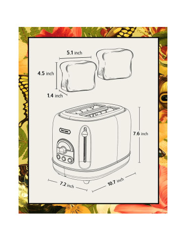 Tostadora Retro Hazel Quinn 2 Rebanadas 850W 6 Niveles Dorado