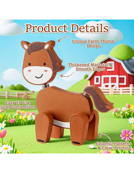 28 Piezas Juguetes de Construcción Animales de Granja Madera 28 Piezas Juguetes de Construcción Animales de Granja Madera