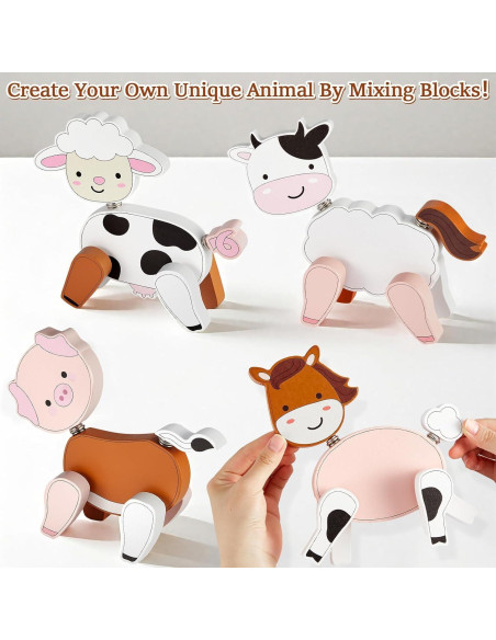 28 Piezas Juguetes de Construcción Animales de Granja Madera 28 Piezas Juguetes de Construcción Animales de Granja Madera