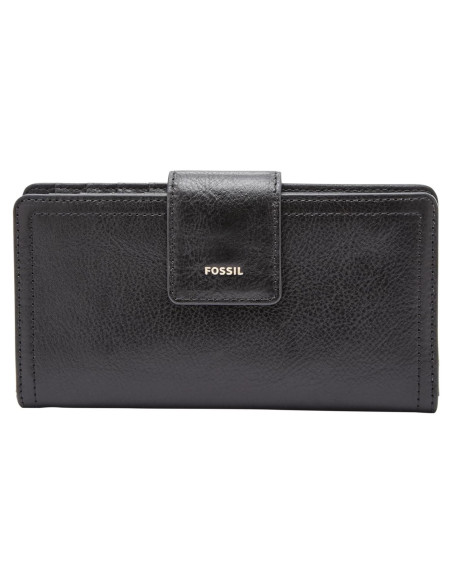 Billetera de Cuero Fossil Logan con Bloqueo RFID Negra