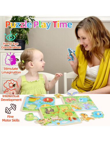 Rompecabezas de Madera Montessori 6PCS para Niños 3-5 Años