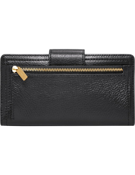 Billetera de Cuero Fossil Logan con Bloqueo RFID Negra