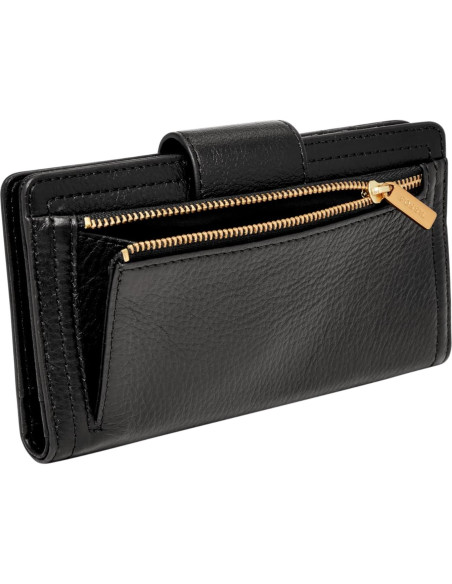 Billetera de Cuero Fossil Logan con Bloqueo RFID Negra