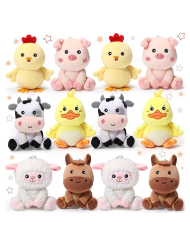 12 Mini Animales de Granja Rellenos Suilung 10 cm Peluche