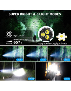 Linterna LED Mini Wind&Moon Recargable 5000 Lúmenes 2 Pzs 2