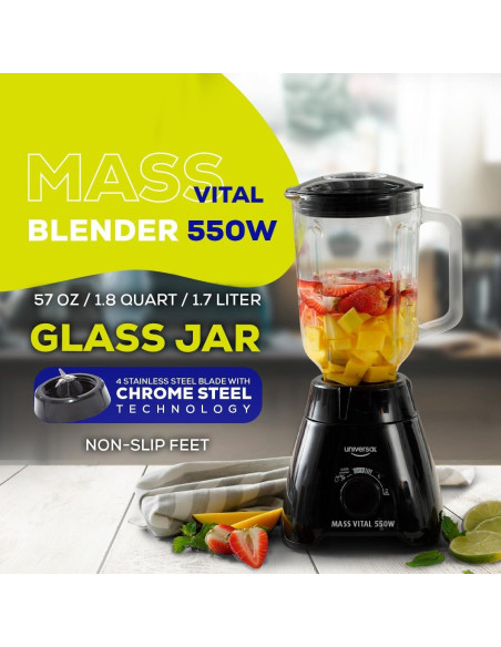 Licuadora Universal Mass Vital 550W - Jarra Vidrio 1.7L