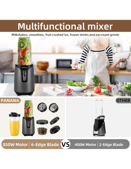 Batidora Personal Panana 850W con Tazas Portátiles 600ml