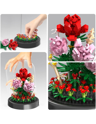 Kit de Construcción Ramo de Flores QIFUN 524 Piezas Rosa