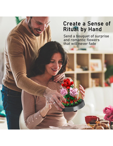 Kit de Construcción Ramo de Flores QIFUN 524 Piezas Rosa