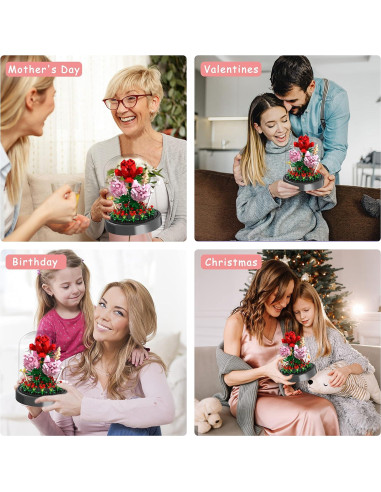 Kit de Construcción Ramo de Flores QIFUN 524 Piezas Rosa