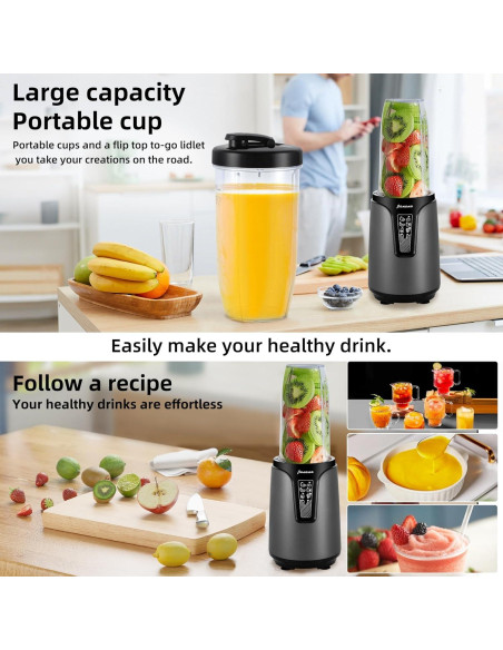 Batidora Personal Panana 850W con Tazas Portátiles 600ml