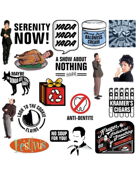 Set de 50 Stickers Deluxe de Vinilo Seinfeld - Para Laptop y Más Set de 50 Stickers Deluxe de Vinilo Seinfeld - Para Laptop y Más