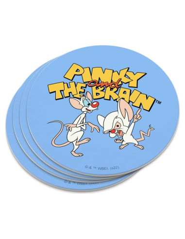Juego de Posavasos Pinky y el Cerebro - 4 Piezas Antideslizantes