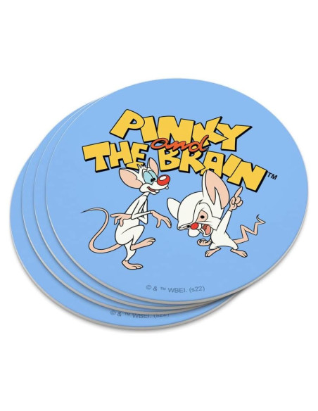 Juego de Posavasos Pinky y el Cerebro - 4 Piezas Antideslizantes