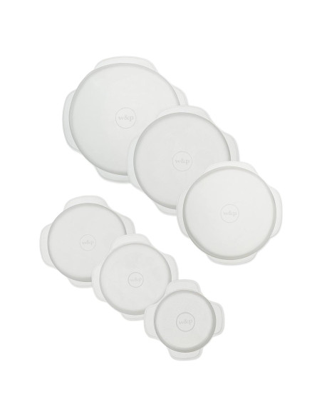 Juego de 6 Tapas de Silicona Reutilizables W&P, Transparentes