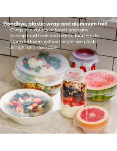 Juego de 6 Tapas de Silicona Reutilizables W&P, Transparentes 2