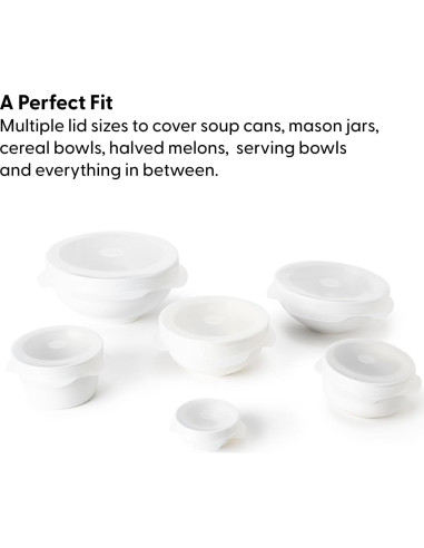 Juego de 6 Tapas de Silicona Reutilizables W&P, Transparentes