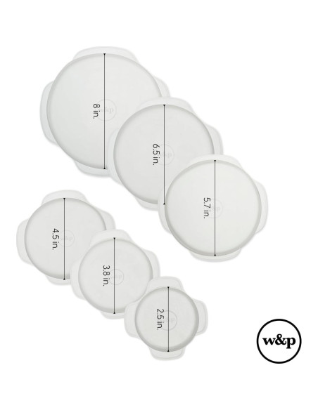 Juego de 6 Tapas de Silicona Reutilizables W&P, Transparentes