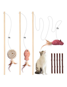 Juguetes para Gato Fashion&cool - Varita de Madera 40.6 cm + 3 Palos de Silvervine