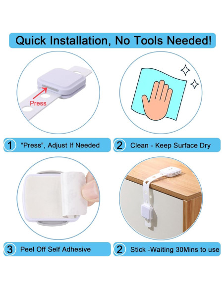 Cerraduras de Gabinete Fursafe&Q para Seguridad Infantil - Paquete de 6