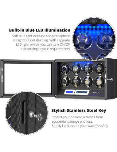 Enrollador de Reloj JINS&VICO 8 Espacios Fibra de Carbono